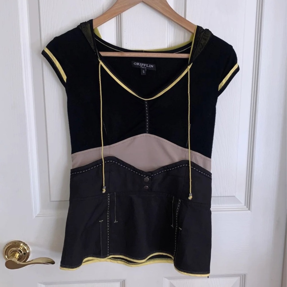 Grifflin Mesh Hooded Button Up Top